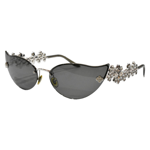 Louis Vuitton Cat's Eye Sunglasses Black Dark Gray Silver - Picture 1 of 15